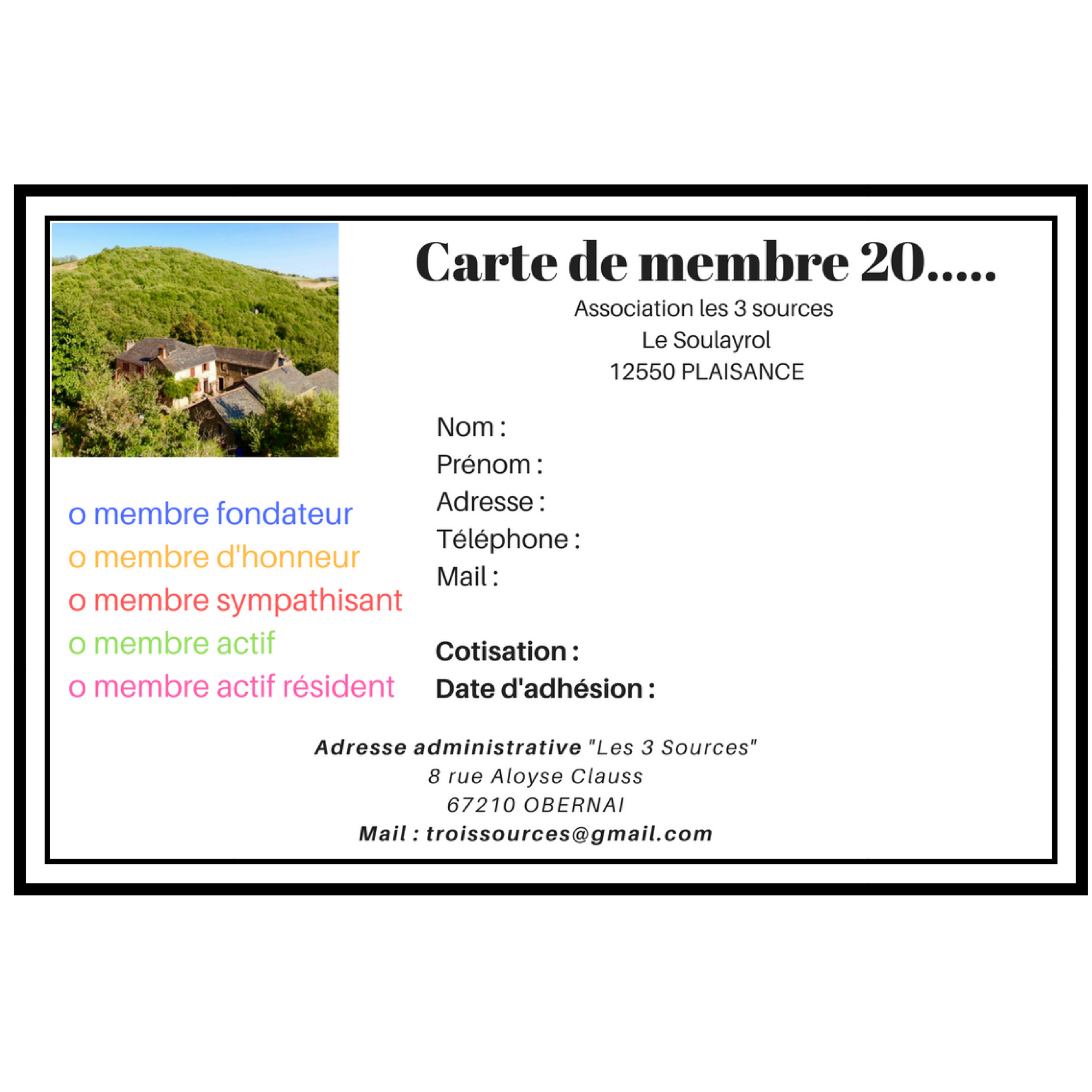 carte de membre d’une association – carte d’adhérent association modèle ...